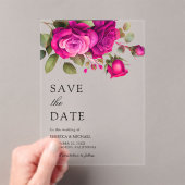 Invitations En Acrylique Fuchsia Hot Pink Roses Wedding Save the Date (In situ (ordinateur de poche))
