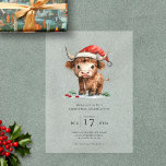 Invitations En Acrylique Fun Highland Cow Noël<br><div class="desc">Fun Highland Cow Noël Party. Personnalisez facilement les mots au besoin. Avec une jolie illustration festive de la vache Highland dans un chapeau de Père Noël.</div>