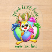 Invitations En Acrylique Funny Bunny biting an Easter Egg (Recto)