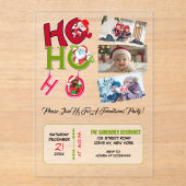 Invitations En Acrylique Funny HO HO HO Retro Christmas Party Family Photos (Recto)