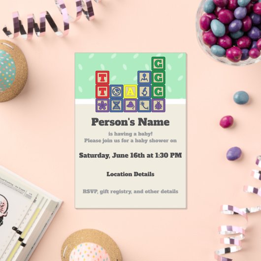 Invitations En Acrylique Future Biologist's Blocks Baby Shower (Insitu (Célébration))
