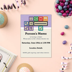 Invitations En Acrylique Future Physicist's Blocks Baby Shower