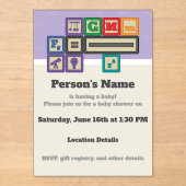 Invitations En Acrylique Future Physicist's Blocks Baby Shower (Recto)
