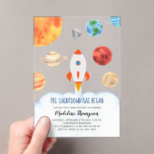 Invitations En Acrylique Galaxie moderne Planètes Space Rocket Baby shower (In situ (ordinateur de poche))