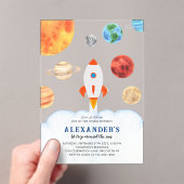 Invitations En Acrylique Galaxy Planètes Space Rocket Anniversaire de enfan (In situ (ordinateur de poche))