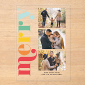 Invitations En Acrylique Galerie de Noël "Très Joyeux" de 3 Photos (Recto)