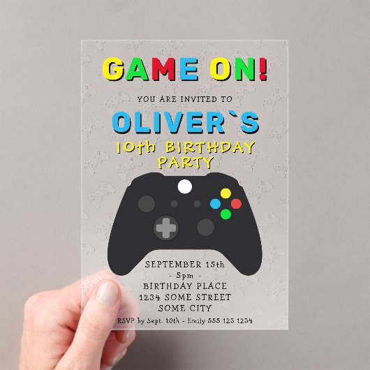 Invitations En Acrylique Game On Video Game Controller Gaming Birthday (In situ (ordinateur de poche))