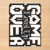 Invitations En Acrylique Game Over, Level Up : Monde de jeu rétro pixelisé (Recto)