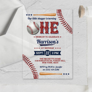 Invitations En Acrylique Garçon Baseball 1er Anniversaire
