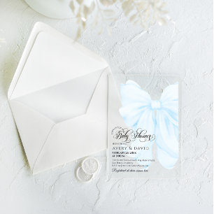 Invitations En Acrylique Garçon Bleu Arc Moderne Élégant Baby Shower