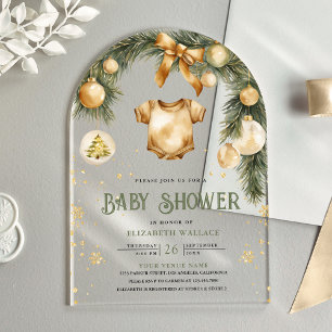 Invitations En Acrylique Garçon Rustique Bohème Hiver Noël Baby Shower