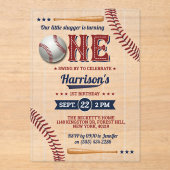 Invitations En Acrylique Garçons Baseball 1er anniversaire (Recto)