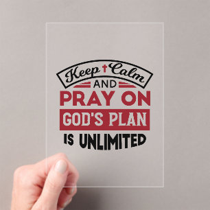 Invitations En Acrylique Gardez le calme et priez Le plan de Dieu est une c