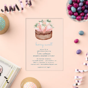 Invitations En Acrylique Gâteau aux fraises sucré Baby Shower