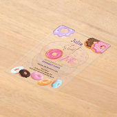 Invitations En Acrylique Gâteau d'anniversaire donut rose tendre (Poser)