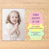Invitations En Acrylique Gâteau de glace 3e anniversaire (Recto)