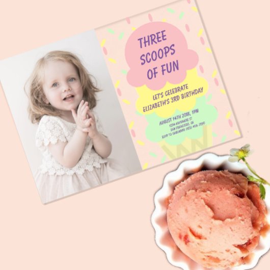 Invitations En Acrylique Gâteau de glace 3e anniversaire