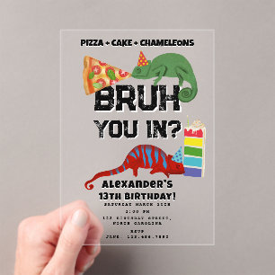 Invitations En Acrylique Gâteau de pizza pour l'anniversaire de Bruh Boy Ch