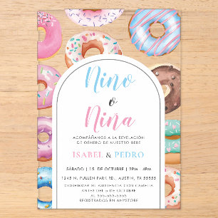 Invitations En Acrylique Gâteau Donut Aquarelle Nino o Nina Révélation du s