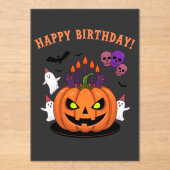 Invitations En Acrylique Gâteau et Fantômes Citrouilles éffrayant Halloween (Recto)