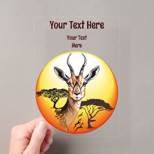 Invitations En Acrylique Gazelle Antilope Africaine Animal Sauvage