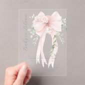 Invitations En Acrylique Gender neutral Greenery Bow Baby shower (In situ (ordinateur de poche))