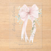 Invitations En Acrylique Gender neutral Greenery Bow Baby shower (Recto)