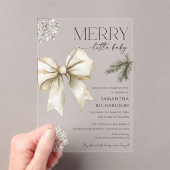 Invitations En Acrylique Gender neutral rustic bow snowflakes baby shower (In situ (ordinateur de poche))