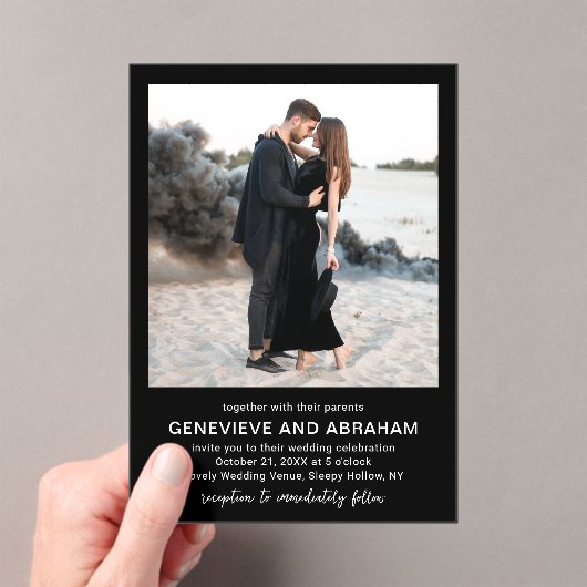 Invitations En Acrylique Genevieve Black Photo Mariage moderne (In situ (ordinateur de poche))