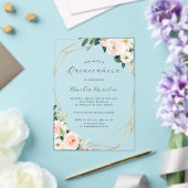 Invitations En Acrylique Geo Clear Acrylique Floral Quinceanera (Insitu (Mariage))