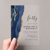 Invitations En Acrylique Géode d'âge minimal de l'or de la marine 40e anniv (In situ (ordinateur de poche))