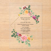 Invitations En Acrylique Geometric Floral Botanical Wedding (Recto)