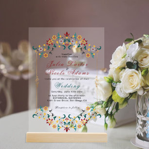 Invitations En Acrylique Géométrie Vintage Motif Classique Intriqué Mariage