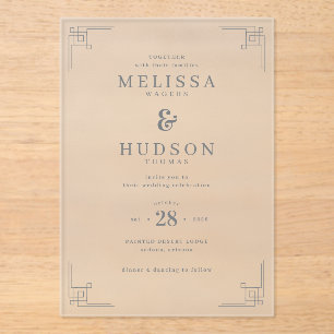 Invitations En Acrylique Géométrique blanc cassé élégant