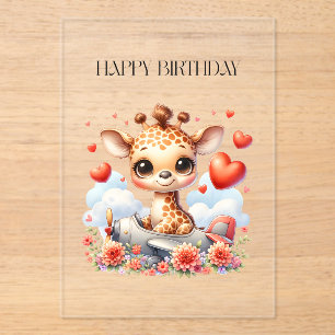 Invitations En Acrylique Girafe Avion Anniversaire