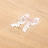 Invitations En Acrylique Girl Floral Bow First Holy Communion (Poser)