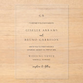 Invitations En Acrylique Giselle Classic Monogramme Mariage élégant (Recto)