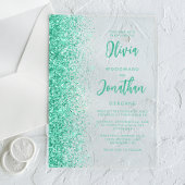 Invitations En Acrylique Glam Aqua Green Parties scintillant Mariage de scr