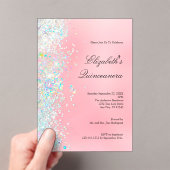 Invitations En Acrylique Glam Bling Quinceanera, Parties scintillant blanch (In situ (ordinateur de poche))