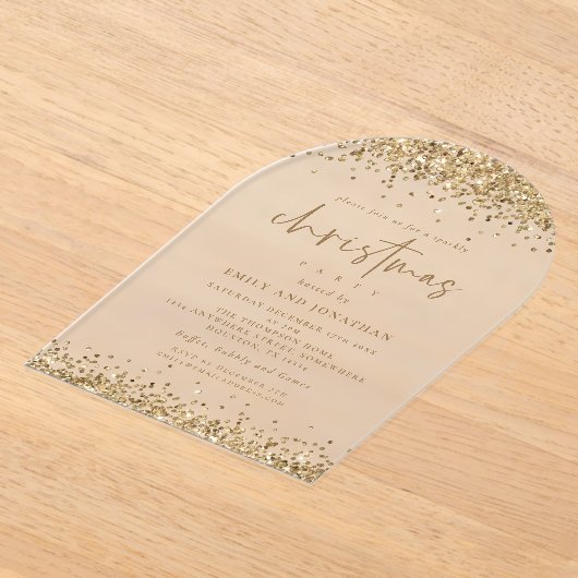 Invitations En Acrylique Glam Gold Parties scintillant Frontières Noël (Poser)