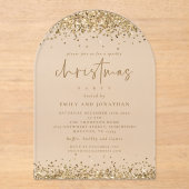 Invitations En Acrylique Glam Gold Parties scintillant Frontières Noël (Recto)