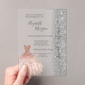 Invitations En Acrylique Glitter Glitter Dress Rose Gold Sweet 16 (In situ (ordinateur de poche))