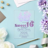 Invitations En Acrylique Glitter Mask Violet  Sweet 16 (Insitu (Mariage))