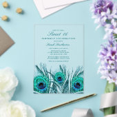 Invitations En Acrylique Glitterie Turquoise Peacock Feathers Sweet 16 (Insitu (Mariage))
