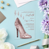 Invitations En Acrylique Glitzy Rose Gold Stiletto & Music Notes 40e (Insitu (Mariage))