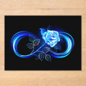 Invitations En Acrylique Glowing infinity with blue rose (Recto)