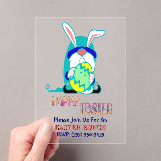 Invitations En Acrylique Gnome & Egg Happy Easter Brunch (In situ (ordinateur de poche))