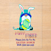 Invitations En Acrylique Gnome & Egg Happy Easter Brunch (Recto)