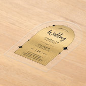 Invitations En Acrylique GOLD Acrylique Mariage invite Black Text Moderne (Poser)