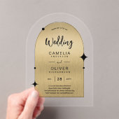 Invitations En Acrylique GOLD Acrylique Mariage invite Black Text Moderne (In situ (ordinateur de poche))